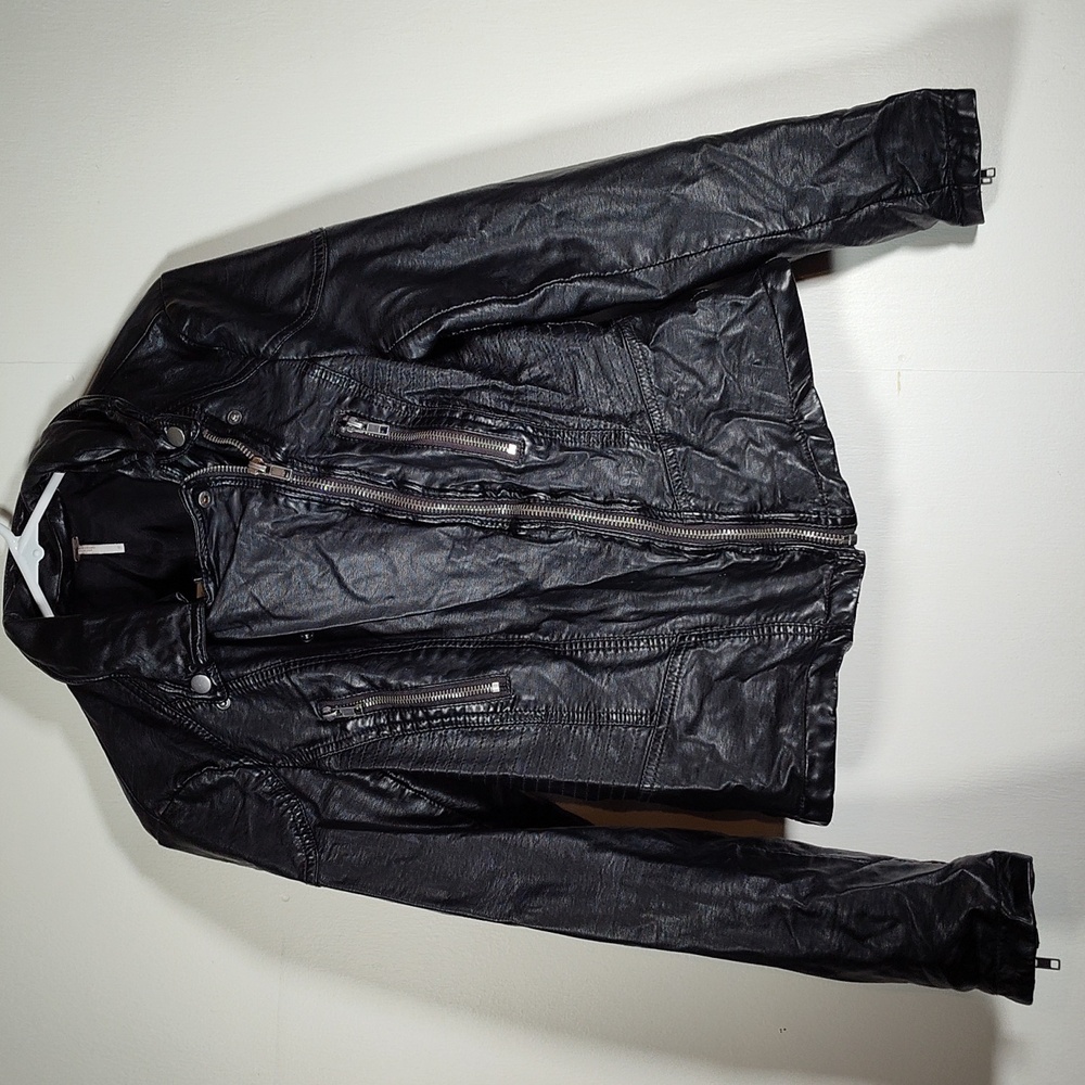 Free People Black Vegan Faux Leather Moto Jacket